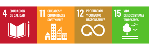 ODS 4. Educación de calidad / ODS 11. Ciudades y comunidades sostenibles / ODS 12. Produccción y consumo responsables / ODS 15. Vida de ecosistemas terrestres