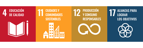 ODS 4. Educación de calidad / ODS 11. Ciudades y comunidades sostenibles / ODS 12. Produccción y consumo responsables / ODS 17. Alianzas para lograr los objetivos